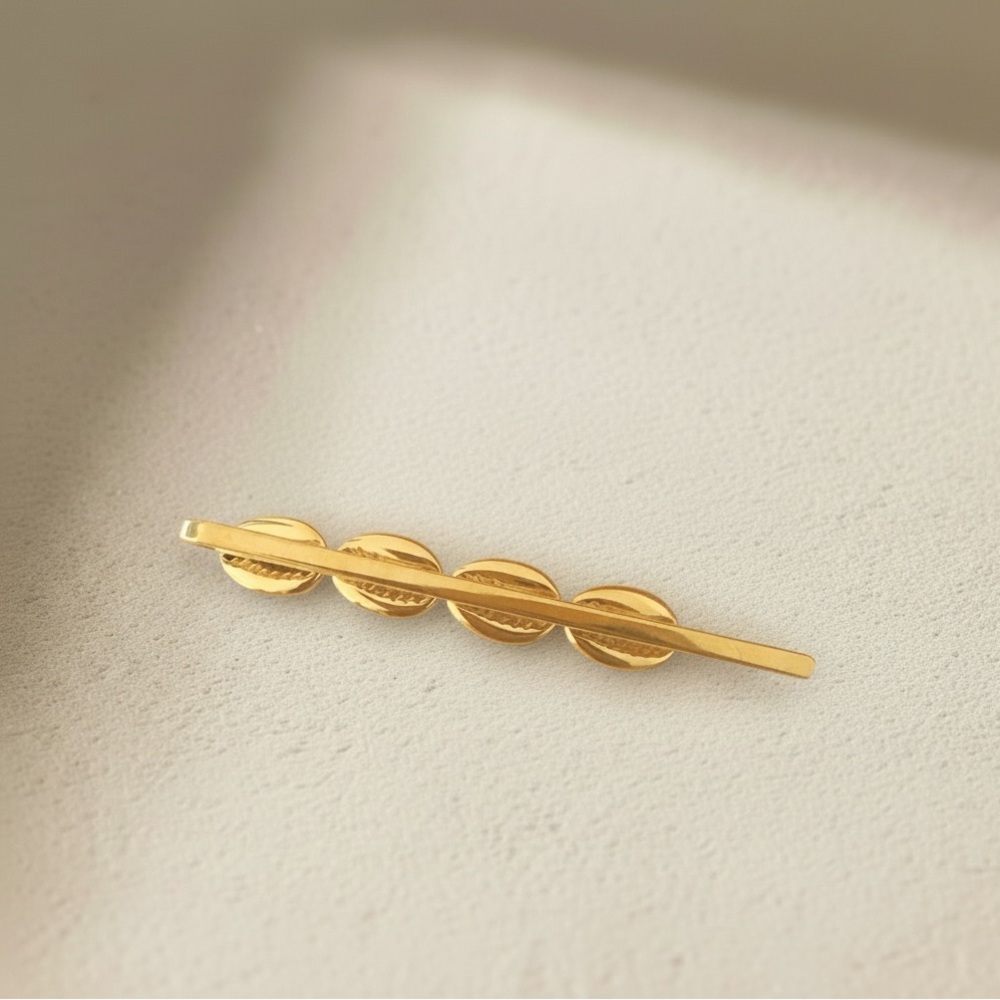 18K Gold Plated Stainless Steel Shell Barrette Minimalist Coastal Hair Bobby Pin - Picture 3 of 4